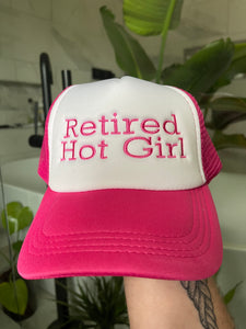 Retired Hot Girl Embroidered Foam Trucker Hat