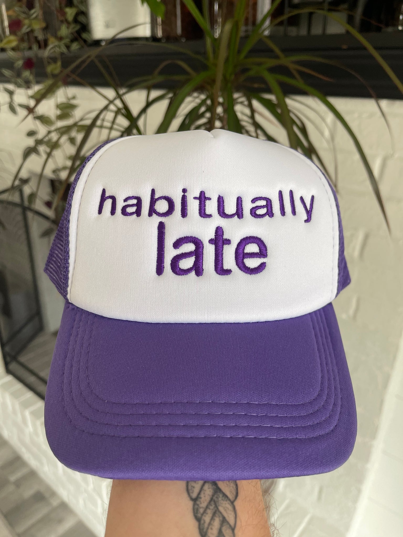 Habitually Late Embroidered Foam Trucker Hat